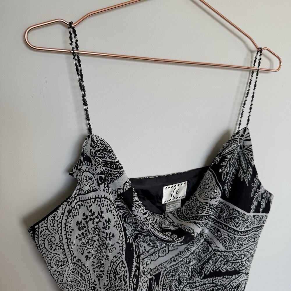 VTG Y2K ICE Tank Top Womens XL Silk Fairy Grunge Romantic Whimsigoth Beaded Goth - Picture 3 of 7